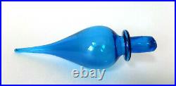 Vtg. Empoli Blown Genie Bottle Decanter Optic Rib Aqua 25 1/2