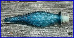 Vtg Empoli Italian Blue Glass Genie Bottle Decanter Hobnail Pattern With Stopper
