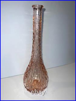 Vtg Empoli Italy MCM Pink Wax Drip Glass Genie Bottle Decanter NO Stopper