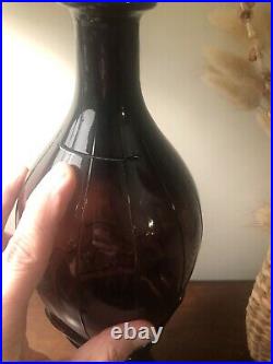 Vtg Empoli Rossini Purple Amethyst Glass Genie Bottle Italy MCM Original Sticker