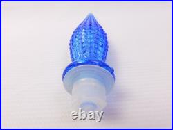 Vtg Empoli TIKI Ice Blue Glass Diamond Quilted Bottle Decanter with Stopper 19