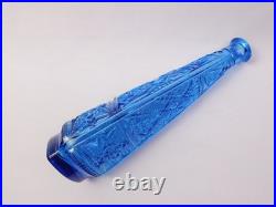 Vtg Empoli TIKI Ice Blue Glass Diamond Quilted Bottle Decanter with Stopper 19