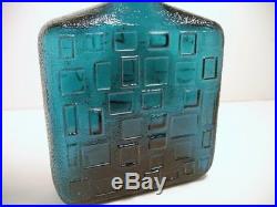 Vtg Empoli Teal Blue Square Quilted Glass Decanter 12.25 Rare Color