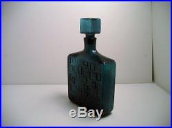Vtg Empoli Teal Blue Square Quilted Glass Decanter 12.25 Rare Color