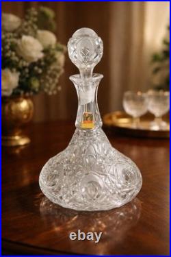 Vtg Etched Decanter Lead Crystal Peedee West Germany 1950's Glass Ware RARE FIND