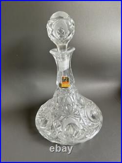 Vtg Etched Decanter Lead Crystal Peedee West Germany 1950's Glass Ware RARE FIND