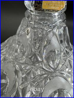Vtg Etched Decanter Lead Crystal Peedee West Germany 1950's Glass Ware RARE FIND