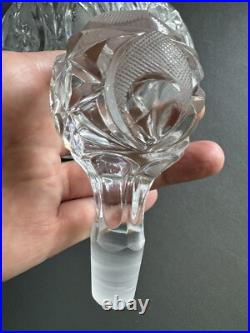 Vtg Etched Decanter Lead Crystal Peedee West Germany 1950's Glass Ware RARE FIND