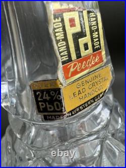 Vtg Etched Decanter Lead Crystal Peedee West Germany 1950's Glass Ware RARE FIND