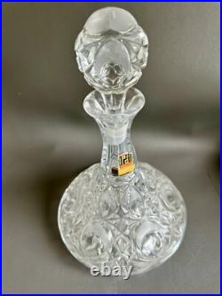 Vtg Etched Decanter Lead Crystal Peedee West Germany 1950's Glass Ware RARE FIND