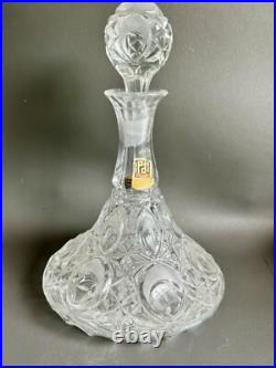 Vtg Etched Decanter Lead Crystal Peedee West Germany 1950's Glass Ware RARE FIND