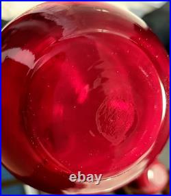 Vtg Ferro & Lazzarini Italian Murano Glass Ruby Red Gold Decanter 6 Glasses Set