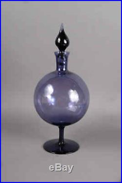 Vtg Genie Bottle Decanter Empoli Italy Amethyst Purple Art Glass Mid Century