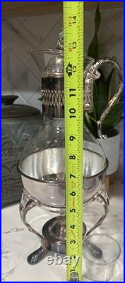 Vtg. Glass Coffee/Tea Carafe With Warmer Stand & Lid Vintage
