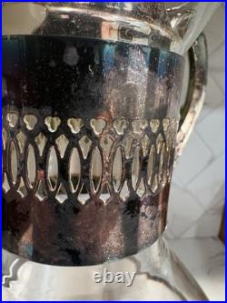 Vtg. Glass Coffee/Tea Carafe With Warmer Stand & Lid Vintage