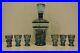 Vtg-Italian-Aqua-Blue-Decanter-Silver-Overlay-With-Six-6-Cordial-Glasses-01-gt