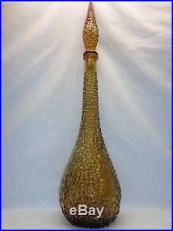 Vtg Italian Art Glass Empoli Genie Bottle Decanter Mid Century Modern 60s Decor