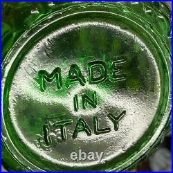 Vtg Italian Green Glass Genie Bottle Decanter Hobnail Pattern With Stopper
