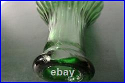 Vtg Italian Style Green Glass Geometric Design Bottle Decanter / Empty 17 1/2 H