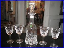 Vtg. Lismore Waterford Crystal 13 1/4 Wine Decanter AND 4 GLASS SET UNUSED TAG