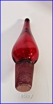 Vtg MCM Blenko 920M Ruby Red Decanter with Stopper Anderson 16x 4 3/4 Barware