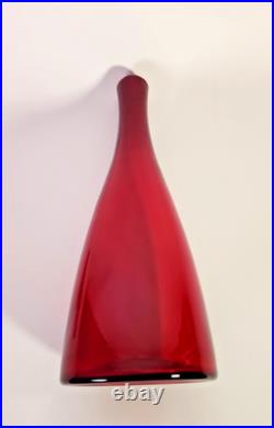 Vtg MCM Blenko 920M Ruby Red Decanter with Stopper Anderson 16x 4 3/4 Barware