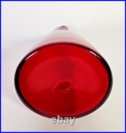 Vtg MCM Blenko 920M Ruby Red Decanter with Stopper Anderson 16x 4 3/4 Barware