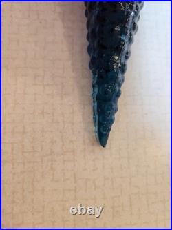 Vtg MCM Blue Empoli Bubble Hobnail Glass Genie Decanter Bottle with Stopper 22