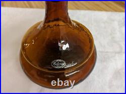 Vtg. MCM Colony glass amber liquor decanter with stopper Italy