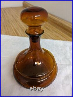 Vtg. MCM Colony glass amber liquor decanter with stopper Italy