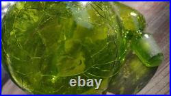 Vtg MCM Green BLENKO Crackle Glass DECANTER 37 Stopper Wayne HUSTED Genie BOTTLE