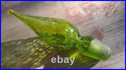 Vtg MCM Green BLENKO Crackle Glass DECANTER 37 Stopper Wayne HUSTED Genie BOTTLE