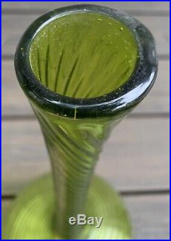 Vtg MCM Green Swirl ART GLASS Decanter BOTTLE with Stopper blenko 24 Tall