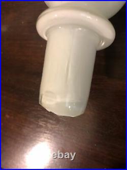 Vtg MCM Italian Empoli White Cased Glass Genie Bottle Decanter With Stopper 26