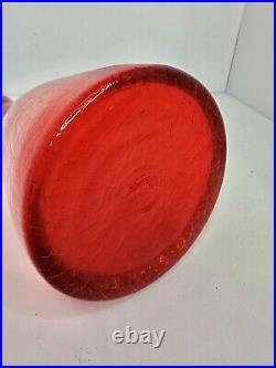 Vtg MCM Rainbow Glass 18.5 Orange Crackle Genie Bottle Decanter withflame Stopper