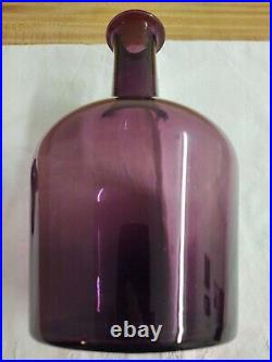 Vtg. MCM amethyst glass decanter bottle, handmade