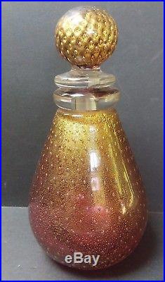 Vtg MID Century Modern Quality Gold Fleck Murano Art Glass Decanter Venetian MCM