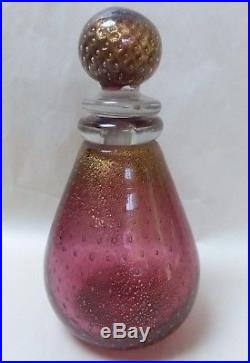 Vtg MID Century Modern Quality Gold Fleck Murano Art Glass Decanter Venetian MCM