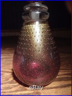 Vtg MID Century Modern Quality Gold Fleck Murano Art Glass Decanter Venetian MCM