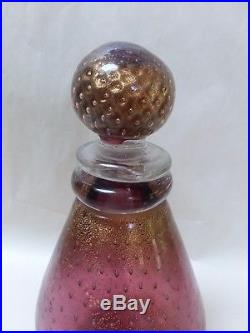 Vtg MID Century Modern Quality Gold Fleck Murano Art Glass Decanter Venetian MCM