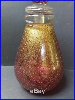 Vtg MID Century Modern Quality Gold Fleck Murano Art Glass Decanter Venetian MCM