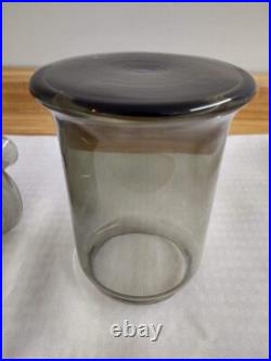 Vtg. Mcm Colony smoky glass decanter 3 pc