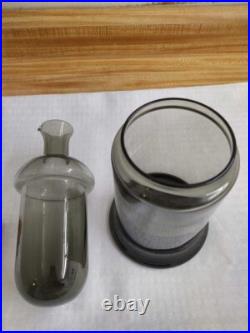 Vtg. Mcm Colony smoky glass decanter 3 pc