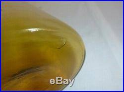 Vtg Mid Century Empoli Amber Glass Decanter Genie Bottle with Stopper 25