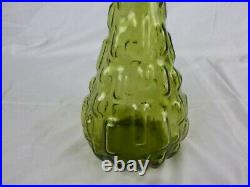 Vtg Mid Century Empoli Genie Bottle Decanter Avo Green Brick Rectangles 22.5