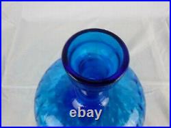Vtg Mid Century Genie Bottle Decanter Turquoise Optic Glass Orb Stopper 13
