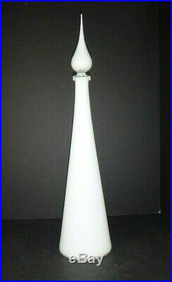 Vtg Mid Century Modern Empoli White Cased Glass Genie Bottle Decanter 24.5 #2