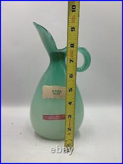 Vtg Murano Glass Luxardo Decanter Pitcher Mint Ardo Green Alabaster Curva Vaso