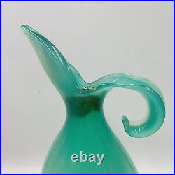 Vtg Murano Glass Luxardo Decanter Pitcher Mint Ardo Green Alabaster Curva Vaso