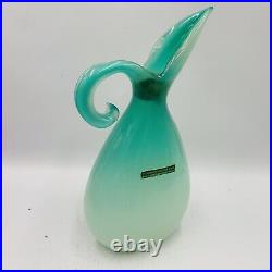 Vtg Murano Glass Luxardo Decanter Pitcher Mint Ardo Green Alabaster Curva Vaso